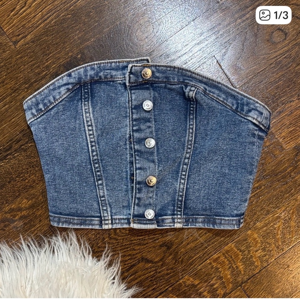 H&M Blue Denim Crop Top
